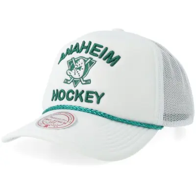 Mitchell&Ness - NHL Vit trucker Keps - Anaheim Ducks Fresh White Vintage White A-Frame Trucker @ Hatstore
