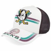 Mitchell&Ness - NHL Vit trucker Keps - Anaheim Ducks Last Lap Vintage White/Purple A-frame Trucker @ Hatstore