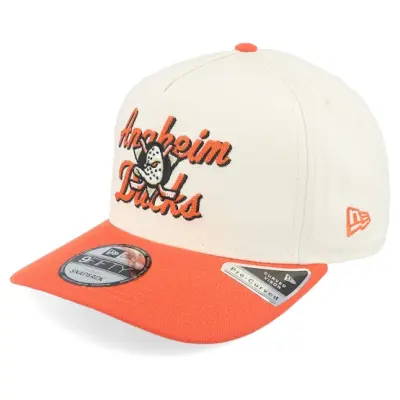 New Era - NHL Svart adjustable Keps - Anaheim Ducks 9FIFTY Chainstitch Chrome White/Orange A-frame Adjustable @ Hatstore