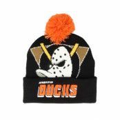 Mitchell&Ness - NHL Svart pom Beanie - Anaheim Ducks Punch Out Knit Black Pom @ Hatstore