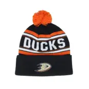 Outerstuff - NHL Svart pom Beanie - Kids Anaheim Ducks Jacquard Cuff Beanie Black/Orange Pom @ Hatstore