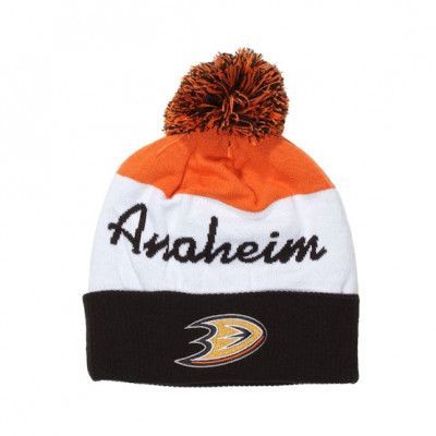 Reebok - NHL Svart pom Beanie - Anaheim Ducks Script Cuff Pom @ Hatstore