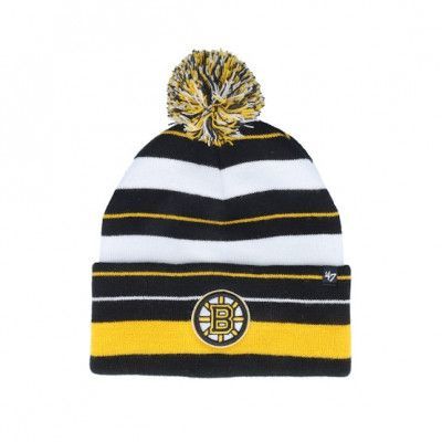 47 Brand - NHL Svart pom Beanie - Boston Bruins NHL Power Line 47 Knit Bru Black Cuff @ Hatstore