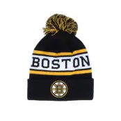 Adidas - NHL Svart pom Beanie - Boston Bruins Cuffed Knit Black/White Pom @ Hatstore