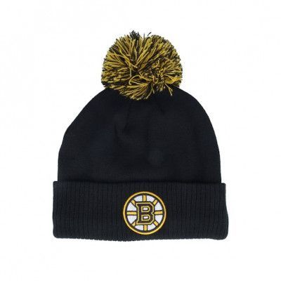 Adidas - NHL Svart pom Beanie - Boston Bruins NHL Cuff Beanie Black Pom @ Hatstore