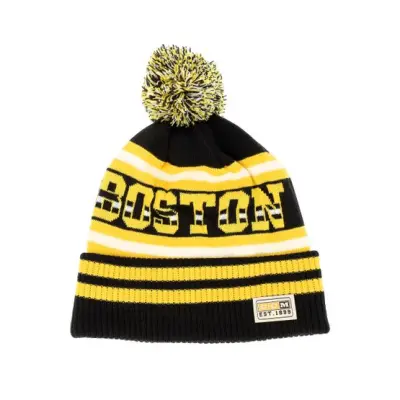CCM - NHL Svart pom Beanie - Boston Bruins Fleeced Knit Ad Black/Yellow Pom @ Hatstore
