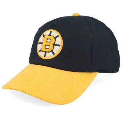 American Needle - NHL Svart unconstructed Keps - Boston Bruins Burnett Black/Yellow Corduroy Dad Cap @ Hatstore