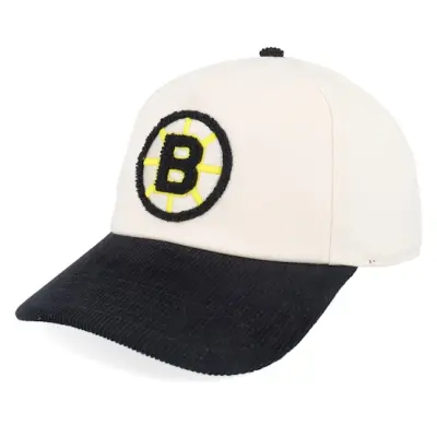 American Needle - NHL Vit unconstructed Keps - Boston Bruins Burnett White/Black Corduroy Dad Cap @ Hatstore