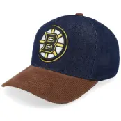 Mitchell&Ness - NHL Blå adjustable Keps - Boston Bruins D-stressed Pro Dark Navy/Brown Corduroy  A-frame Adjustable @ Hatstore