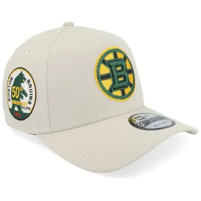 New Era - NHL Beige adjustable Keps - Hatstore Exclusive x Boston Bruins 9FORTY 50th Anniversary Stone A-Frame Adjustable @ Hatstore