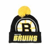 Mitchell&Ness - NHL Svart pom Beanie - Boston Bruins Punch Out Knit Black Pom @ Hatstore