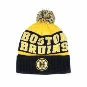 Outerstuff - NHL Svart pom Beanie - Kids Boston Bruins Puck Pattern Cuffed Black/Yellow Pom @ Hatstore