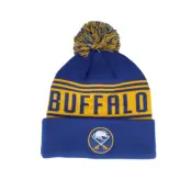 Fanatics - NHL Blå pom Beanie - Buffalo Sabres Deep Royal/Gold Pom @ Hatstore