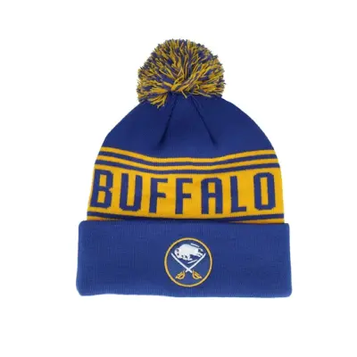 Fanatics - NHL Blå pom Beanie - Buffalo Sabres Deep Royal/Gold Pom @ Hatstore