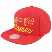 Mitchell&Ness - NHL Röd snapback Keps - Calgary Flames Retro Lock Up Red Snapback @ Hatstore