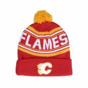 Outerstuff - NHL Röd pom Beanie - Kids Calgary Flames Jacquared Knit University Red Pom @ Hatstore