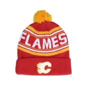 Outerstuff - NHL Röd pom Beanie - Kids Calgary Flames Jacquared Knit University Red Pom @ Hatstore