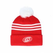 Adidas - NHL Röd pom Beanie - Carolina Hurricanes 3-Stripe Cuffed Red Pom @ Hatstore