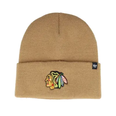 47 Brand - NHL Beige cuff Beanie - Chicago Blackhawks NHL Haymaker Camel Cuff @ Hatstore