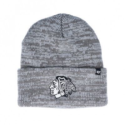 47 Brand - NHL Grå cuff Beanie - Chicago Blackhawks Brain Freeze Dark Grey Cuff @ Hatstore