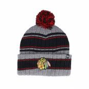 47 Brand - NHL Grå pom Beanie - Chicago Blackhawks NHL Rexford 47 Cuff Dark Grey Pom @ Hatstore