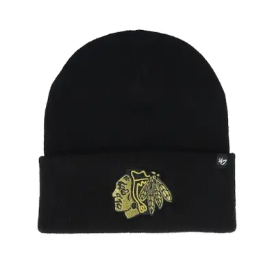 47 Brand - NHL Svart cuff Beanie - Chicago Blackhawks Haymaker 47 Metallic Black Cuff @ Hatstore