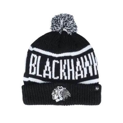 47 Brand - NHL Svart cuff Beanie - Chicago Blackhawks NHL Calgary 47 Cuff Black Pom @ Hatstore