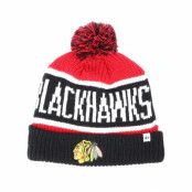 47 Brand - NHL Svart pom Beanie - Chicago Blackhawks Breakaway Knit Red Pom @ Hatstore