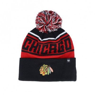 47 Brand - NHL Svart pom Beanie - Chicago Blackhawks NHL Stylus 47 Cuff Black Pom @ Hatstore