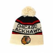 Adidas - NHL Beige pom Beanie - Chicago Blackhawks Cuffed Knit Natural/Black/Red Pom @ Hatstore