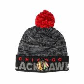 Adidas - NHL Grå pom Beanie - Chicago Blackhawks Cuffed Knit Grey/Black Pom @ Hatstore