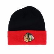 Adidas - NHL Svart cuff Beanie - Chicago Blackhawks Cuffed Black/Red Cuff @ Hatstore