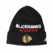 Adidas - NHL Svart cuff Beanie - Chicago Blackhawks Locker Room Cuffed Black Beanie @ Hatstore