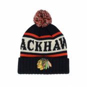 American Needle - NHL Svart pom Beanie - Chicago Blackhawks Pillow Line Knit Black/Ivory/Red Pom @ Hatstore