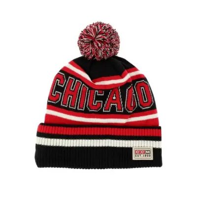 CCM - NHL Svart pom Beanie - Chicago Blackhawks Fleeced Knit Ad Black Pom @ Hatstore