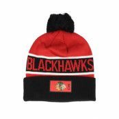 Fanatics - NHL Röd pom Beanie - Chicago Blackhawks Authentic Pro Game&Train Athl Red/Black Pom @ Hatstore