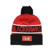 Fanatics - NHL Röd pom Beanie - Chicago Blackhawks Authentic Pro Game&Train Athl Red/Black Pom @ Hatstore