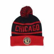 Fanatics - NHL Röd pom Beanie - Chicago Blackhawks Beanie Black/Red Pom @ Hatstore