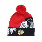 Fanatics - NHL Röd pom Beanie - Chicago Blackhawks Block Party Athletic Red/Black Pom @ Hatstore