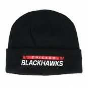 Fanatics - NHL Svart cuff Beanie - Chicago Blackhawks Authentic Pro Game&Train Knit Black Cuff @ Hatstore