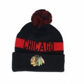 Fanatics - NHL Svart pom Beanie - Chicago Blackhawks Beanie Black/Red Pom @ Hatstore