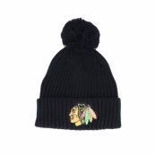 Fanatics - NHL Svart pom Beanie - Chicago Blackhawks Value Core Beanie Black Pom @ Hatstore