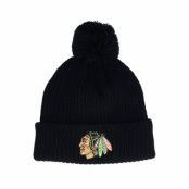 Fanatics - NHL Svart pom Beanie - Chicago Blackhawks Value Core Black Pom @ Hatstore