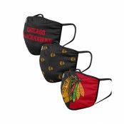 Foco - NHL Svart Mask - Chicago Blackhawks 3-Pack NHL Black/Red Face Mask @ Hatstore