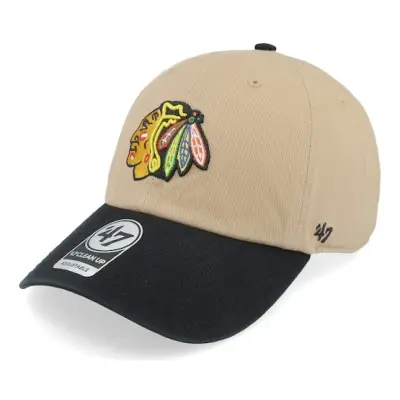 47 Brand - NHL Beige unconstructed Keps - Chicago Blackhawks NHL Tone 47 Clean Up Khaki/Black Dad Cap @ Hatstore