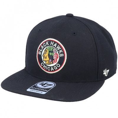 47 Brand - NHL Svart snapback Keps - Hatstore Exclusive x Chicago Blackhawks Captain No Shot Vintage Black Snapback @ Hatstore