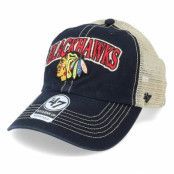 47 Brand - NHL Svart trucker Keps - Chicago Blackhawks Tuscaloosa Clean Up Dad Cap Vintage Black/Beige Trucker @ Hatstore