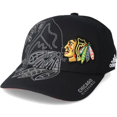 Adidas - NHL Svart flexfit Keps - Chicago Blackhawks Second Season Structured Black Flexfit @ Hatstore