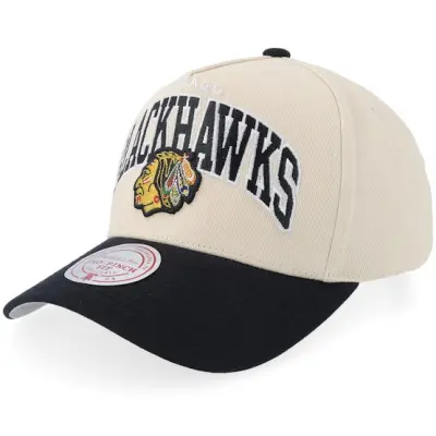 Mitchell&Ness - NHL Beige adjustable Keps - Chicago Blackhawks Pro Crown NHL Sand/Black/Grey A-Frame Adjustable @ Hatstore