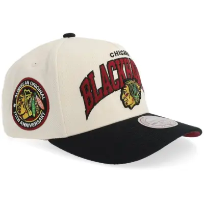 Mitchell&Ness - NHL Beige adjustable Keps - Hatstore Exclusive x Chicago Blackhawks Pro Crown Black/Sand A-frame Adjustable @ Hatstore